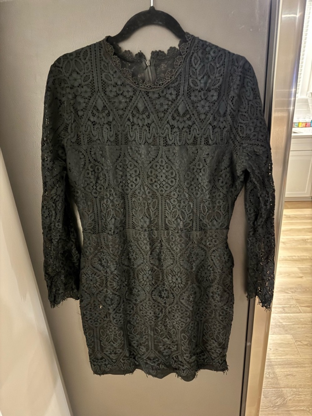 Lulu's Black Lace Mini Dress with Long Sleeves